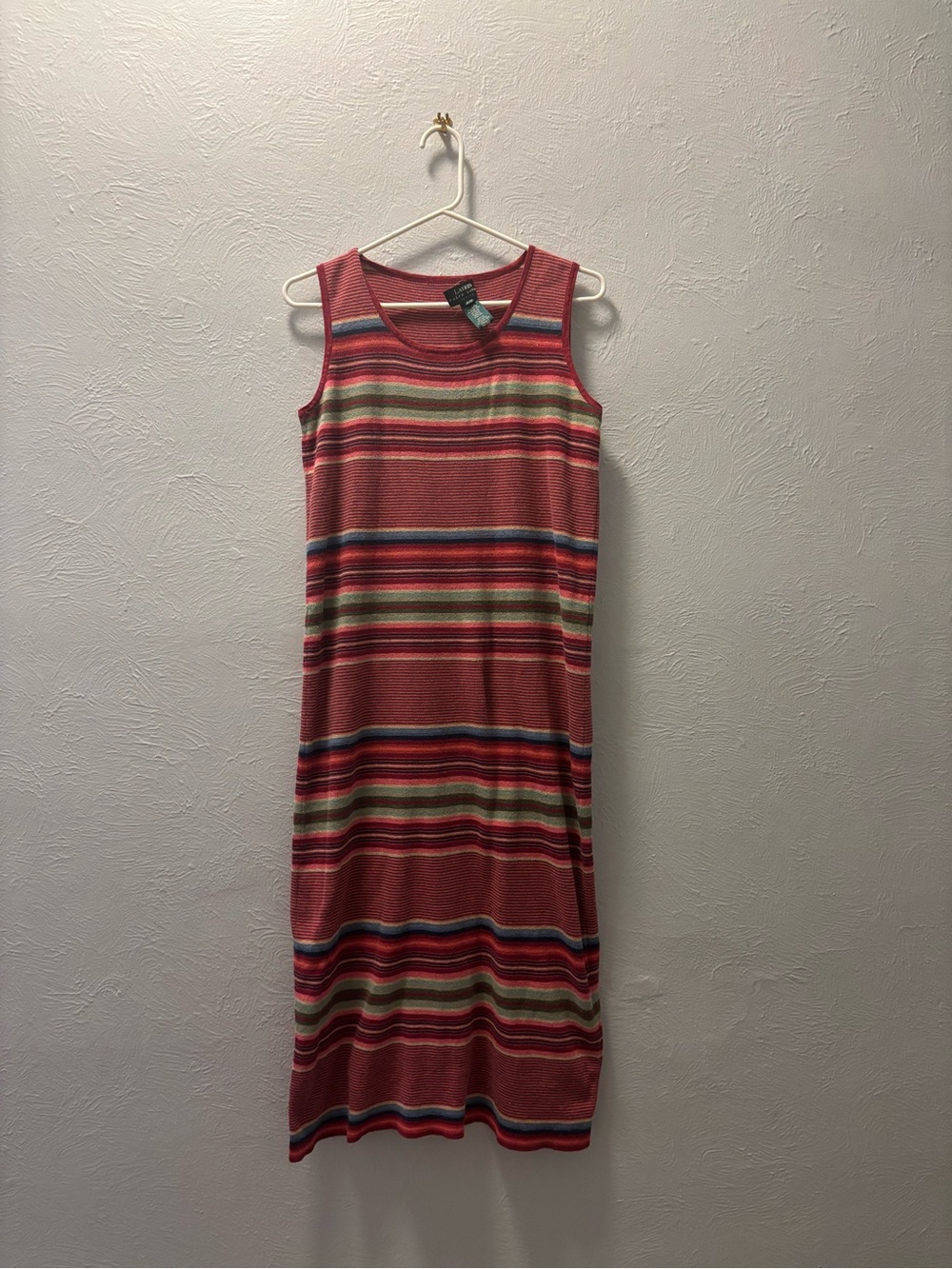 Sleeveless Coral Stripe Knit Midi Dress lauren ralph lauren